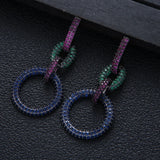 Micro Zircon Link Hoop Earrings Circle Africa Party Show Jewelry