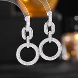 Micro Zircon Link Hoop Earrings Circle Africa Party Show Jewelry