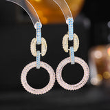 Micro Zircon Link Hoop Earrings Circle Africa Party Show Jewelry