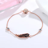 Silver Feather Bracelets Gift for Women with Logo
