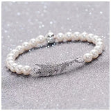 Silver Feather Bracelets Gift for Women with Logo