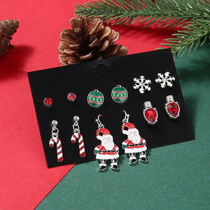 Christmas Earring Set Snowflake Tree Snowman Bell Ball Jewelry