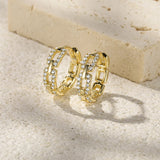 Hiphop Zircon Chain Earring 925 Silver Hoop Earrings Women Girls