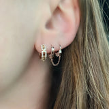 Hiphop Zircon Chain Earring 925 Silver Hoop Earrings Women Girls