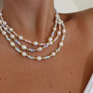 Natural Stone Freshwater Pearl Bohemian Style Necklace