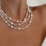 Natural Stone Freshwater Pearl Bohemian Style Necklace