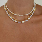 Natural Stone Freshwater Pearl Bohemian Style Necklace
