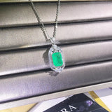 PT950 Platinum Emerald Zircon Pendant Necklace for Women