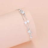 S925 Sterling Silver Star Double Bracelets For Women Wedding