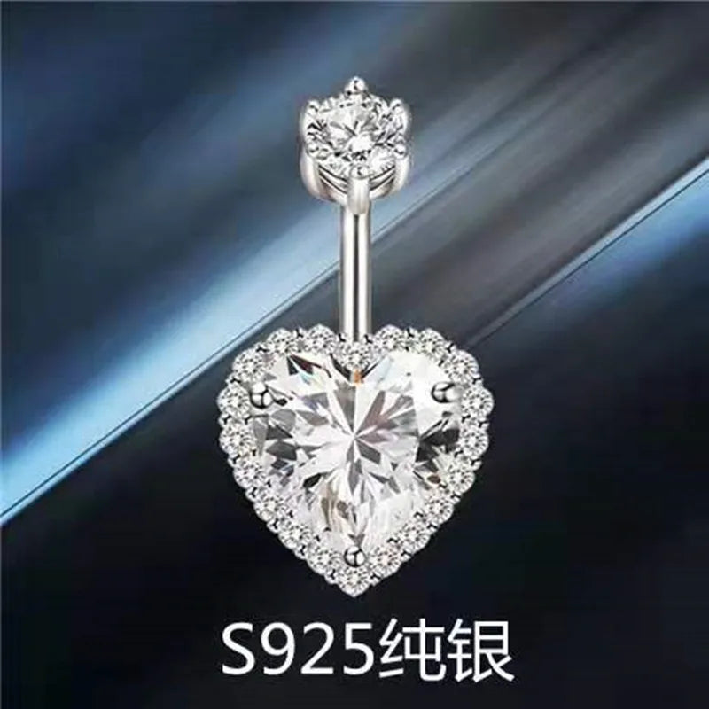 925 Silver Belly Button Ring Navel Women Party Gift Jewelry Piercing