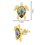 925 Silver Sea Turtle Abalone Shell Stud Earrings