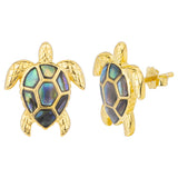 925 Silver Sea Turtle Abalone Shell Stud Earrings