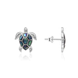 925 Silver Sea Turtle Abalone Shell Stud Earrings