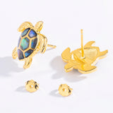 925 Silver Sea Turtle Abalone Shell Stud Earrings