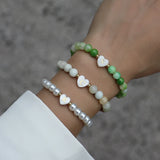 Heart Letter Beaded Bracelet Initial Women Jewelry Gift