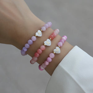 Heart Letter Beaded Bracelet Initial Women Jewelry Gift