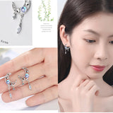 Crystal Star Moon Stud Earrings Pearl Drop Earrings Party Jewelry