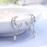 Crystal Star Moon Stud Earrings Pearl Drop Earrings Party Jewelry