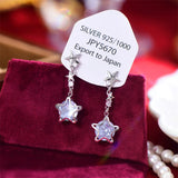Crystal Star Moon Stud Earrings Pearl Drop Earrings Party Jewelry