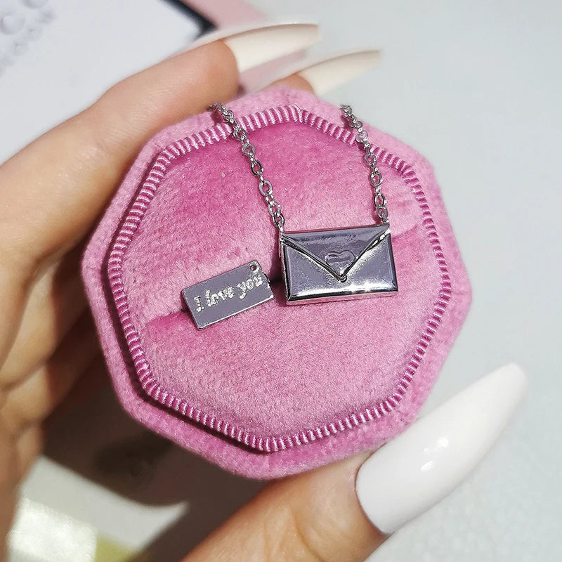 Envelop Love Letter Silver Necklace for Women X6229