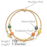 Stainless Steel Bracelets with Pearl and Stone Charms