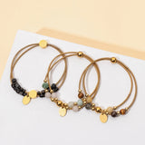 Stainless Steel Bracelets with Pearl and Stone Charms