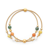 Stainless Steel Bracelets with Pearl and Stone Charms