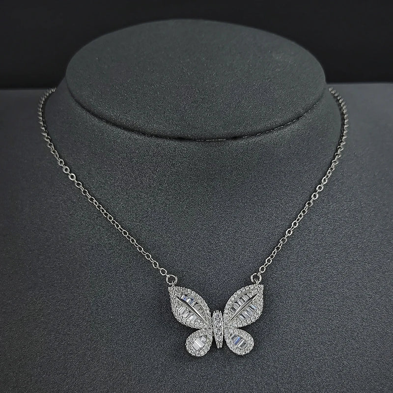 Punk Butterfly Necklace Silver for Girl Lapis X5659