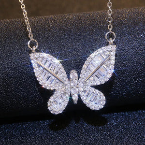 Punk Butterfly Necklace Silver for Girl Lapis X5659