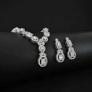 Silver Earrings & Necklace Set, Christmas Party Jewelry