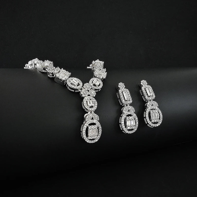 Silver Earrings & Necklace Set, Christmas Party Jewelry