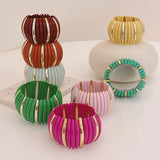 Wide Beads Link Bracelet Women Round Elastic Resin Adjustable Chain Bangles