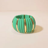 Wide Beads Link Bracelet Women Round Elastic Resin Adjustable Chain Bangles