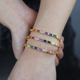 Colorful CZ Paved Tennis Bracelet Bangle - Anniversary Gift Jewelry