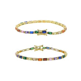 Colorful CZ Paved Tennis Bracelet Bangle - Anniversary Gift Jewelry