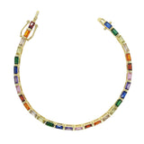 Colorful CZ Paved Tennis Bracelet Bangle - Anniversary Gift Jewelry