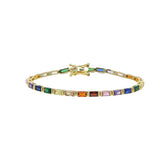 Colorful CZ Paved Tennis Bracelet Bangle - Anniversary Gift Jewelry