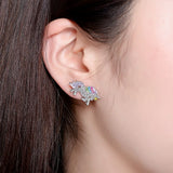 Unicorn Earrings Cartoon Jewelry Crystal Austrian 2 Colors Women Party