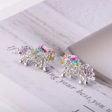 Unicorn Earrings Cartoon Jewelry Crystal Austrian 2 Colors Women Party