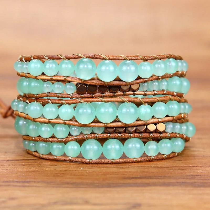 Natural Stone Beads Braid Wrap Bracelet Boho Vintage Jewelry