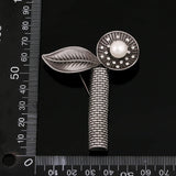 Vintage Zinc Alloy and Pearl Brooch Pin Leaves British Style Suit Accessories