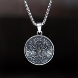 Vintage Stainless Steel Tree Of Life Pendant Necklace for Viking Jewelry Couple