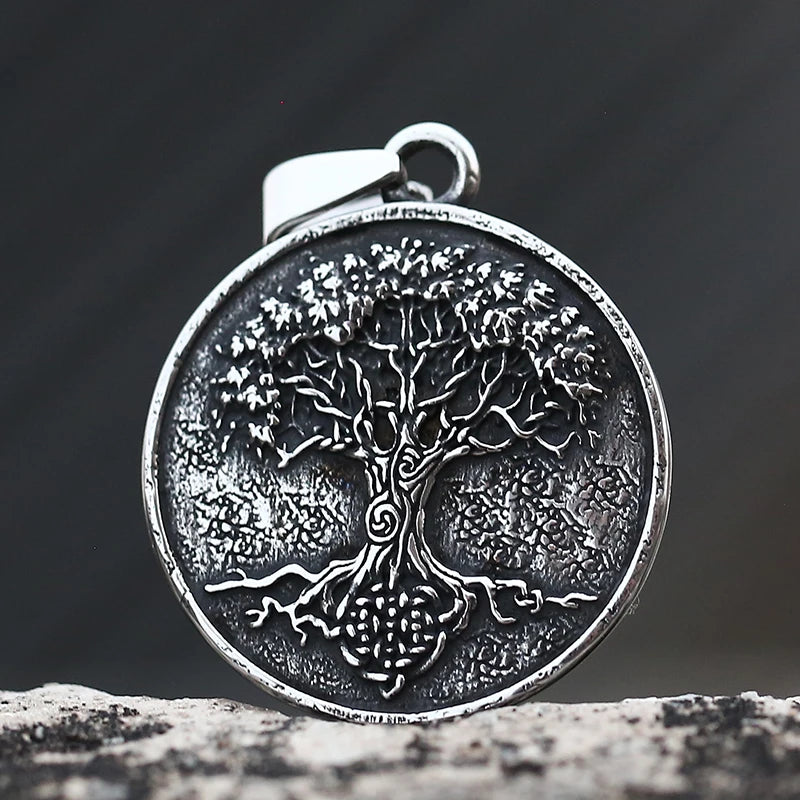 Vintage Stainless Steel Tree Of Life Pendant Necklace for Viking Jewelry Couple