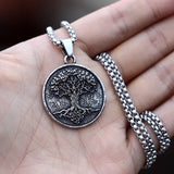 Vintage Stainless Steel Tree Of Life Pendant Necklace for Viking Jewelry Couple
