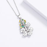 Epoxy Flower Pendant Necklace 925 Silver Women's Jewelry Pendant