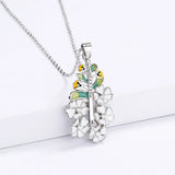 Epoxy Flower Pendant Necklace 925 Silver Women's Jewelry Pendant