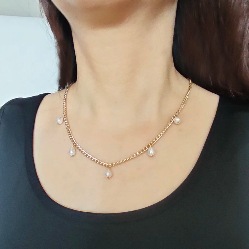 Pearl Beads Charms Necklace Choker Chain for Women Girls y2k Jewelry