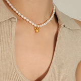 Baroque Freshwater Natural Pearl Mickey Pendant Necklace For Women Girls