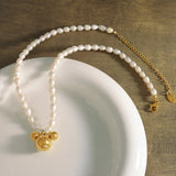 Baroque Freshwater Natural Pearl Mickey Pendant Necklace For Women Girls