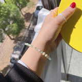 Green Stone & Freshwater Pearl Beads Bracelet for Women